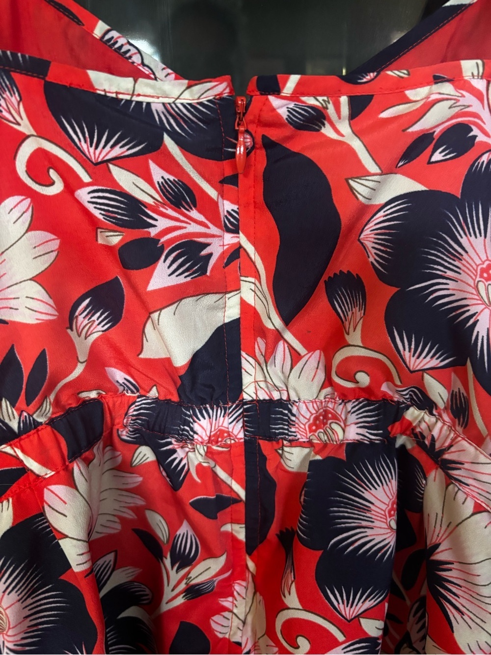J.Crew Floral Sundress Size 00 Red Pink Tropical Print Lined Pockets - Picture 5 of 8